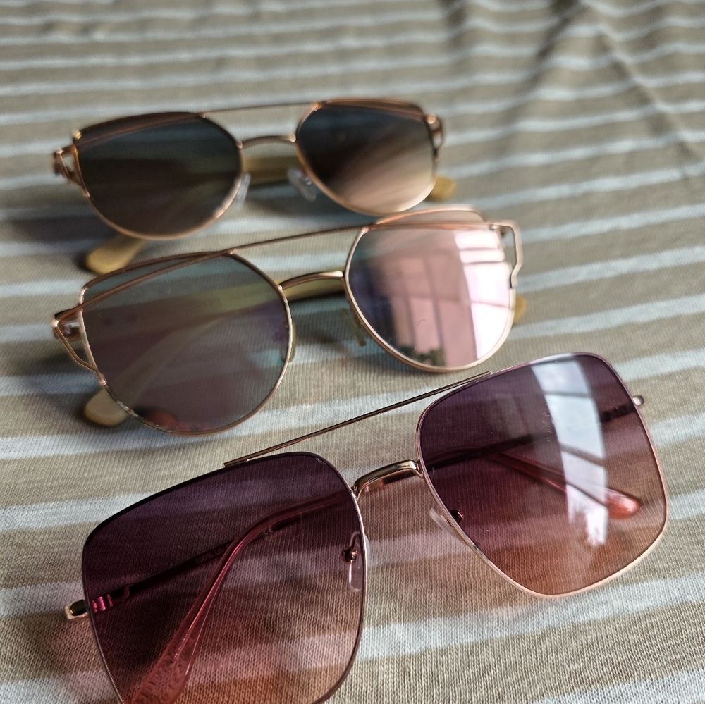 Rose Gold Sunglasses Set